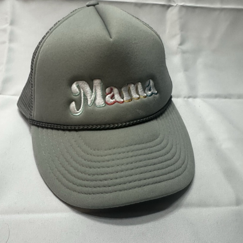 Snap-Back Mama Adjustable Baseball Cap Gray Embroidered Trucker Hat Womens